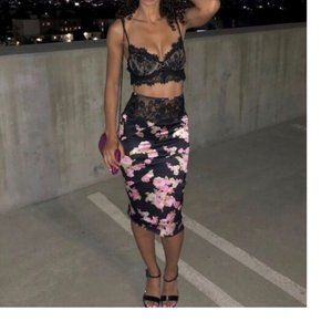 new for love and lemons satin floral lace melrose skirt s
